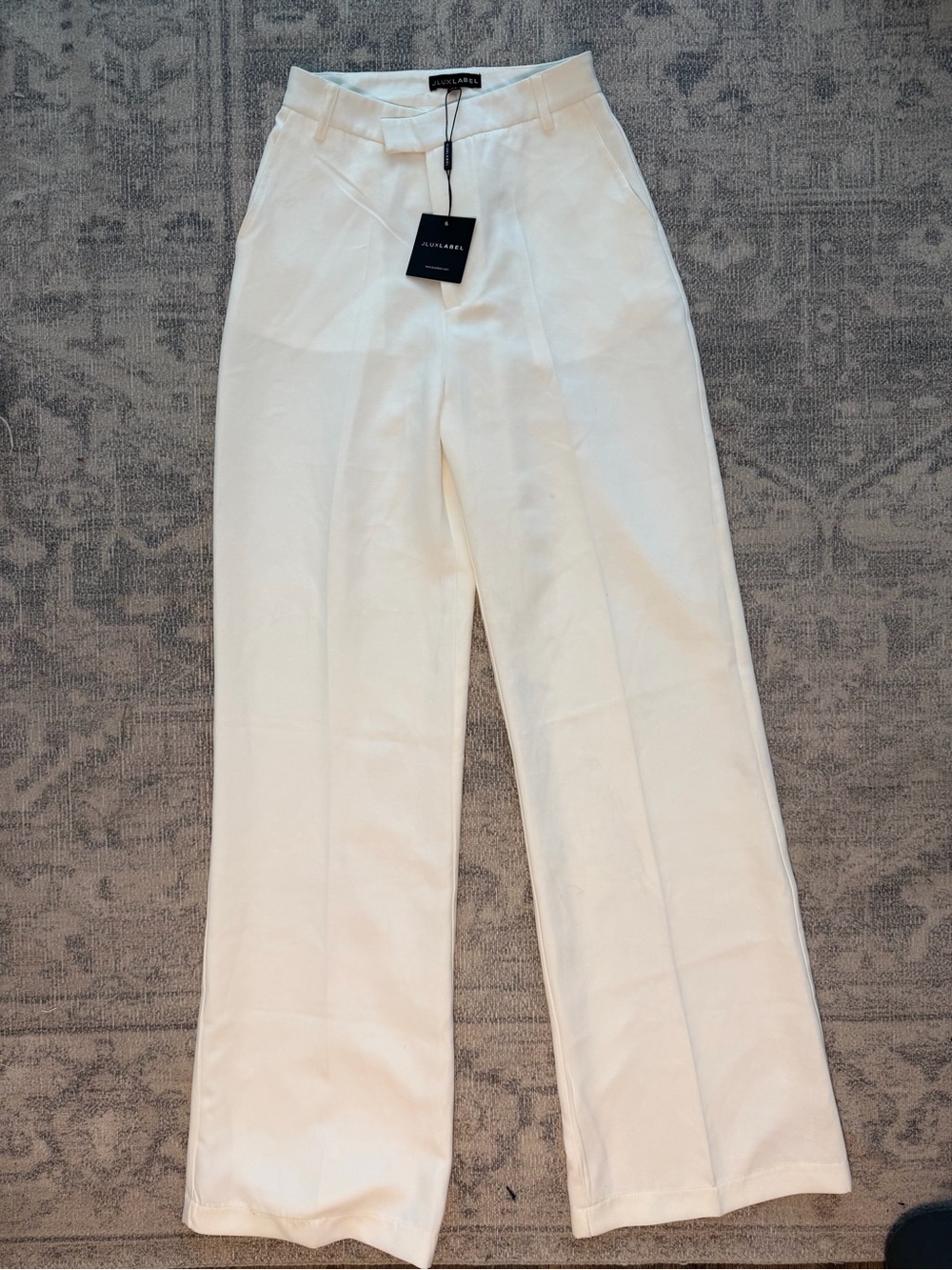 JLUXLABEL Cream High-Rise Wide Leg Trousers